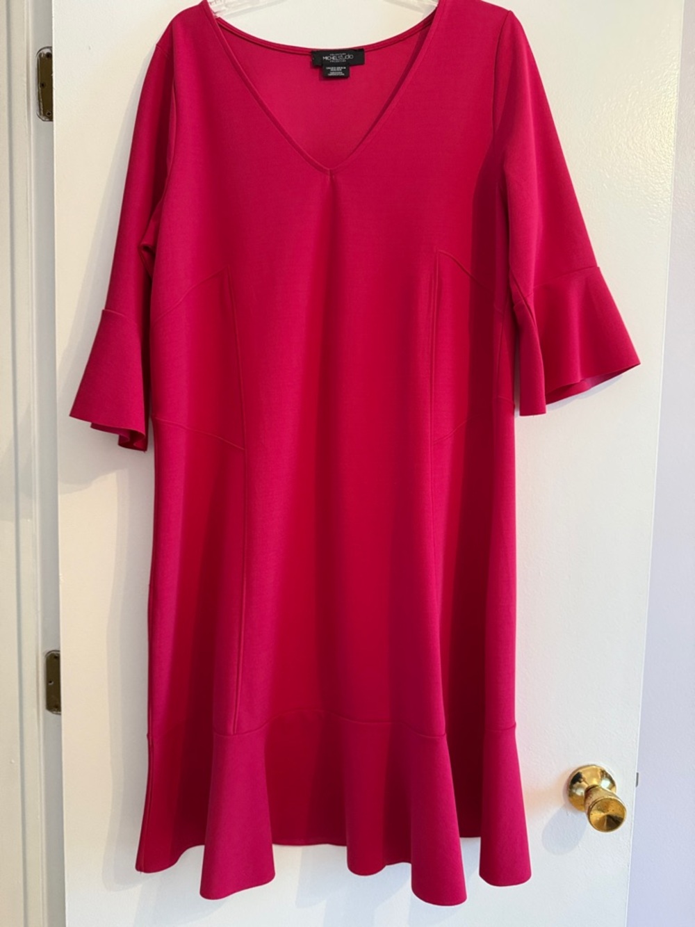 Michel studio collection Fuchsia V-Neck Long Sleeve Dress
